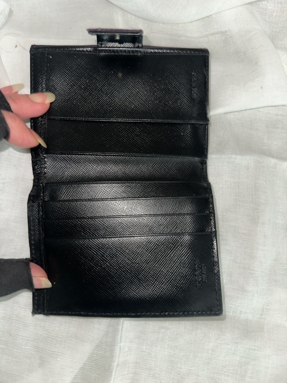 Prada Purple Nylon Triangular Logo Wallet with Silver/Gold Hardware - Picture 4 of 13